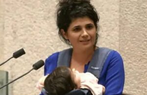 बच्चा लिएर पोडियममा पुगेकी महिला सांसदलाई इजरायली संसदमा भाषण गर्न रोक