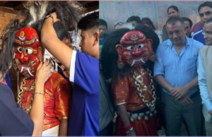 पानीमा रुझ्दै लाखे नाच हेर्न गगन थापा मैतीदेवी मन्दिर पुगे