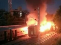 यात्रुले बाेकेकाे ग्याँस सिलिन्डर पडकदा भारतीय ट्रेनमा आगलागी, ९ को मृत्यु