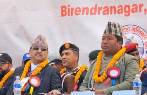 सुर्खेतको ३४औं राष्ट्रिय पुरुष भलिबल प्रतियोगिताको समुद्धाटन गर्दै कर्णाली प्रदेश सरकारका आर्थिक मामिला तथा योजनामन्त्री बेदराज सिंह(तस्वीरसहित)