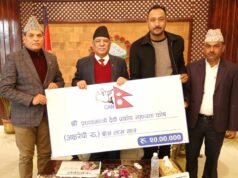नेपाल क्रिकेट संघद्वारा प्रधानमन्त्री दैवी प्रकोप सहायता कोषमा २० लाख सहयोग