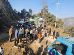 सडक निर्माणको माग गर्दै अरनिको राजमार्ग बन्द