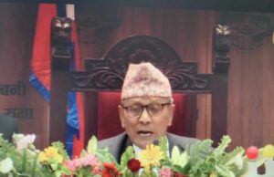 लुम्बिनीमा प्रदेश प्रमुख शेरचन नीति तथा कार्यक्रम प्रस्तुत गर्दै
