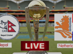 नेदरल्याण्ड्सविरुद्ध ब्याटिङ गर्दै नेपाल