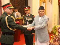 राष्ट्रपतिद्वारा भारतीय सेना प्रमुखलाई मानार्थ महारथी प्रदान