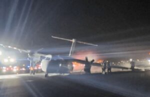 अवतरण गर्ने क्रममा एयर क्यानडाको विमानमा आगो लाग्यो