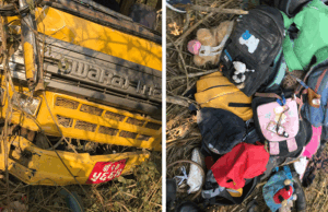 दक्षिणकालीमा विद्यार्थी बोकेको बस दुर्घटना, चालक र एक विद्यार्थीको मृत्यु